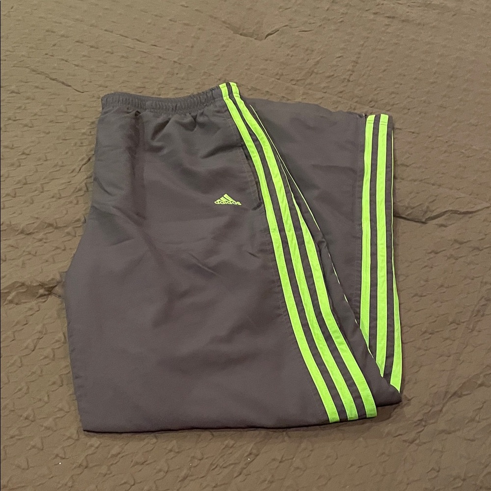 Adidas Women’s Black Pants with Lime Stripes
